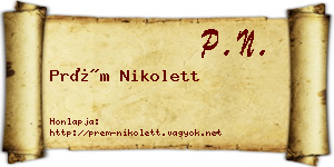 Prém Nikolett névjegykártya